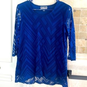 Woman blue top 3/4 sleeves size PM